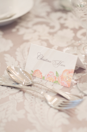 Pink Floral Watercolor Place Card