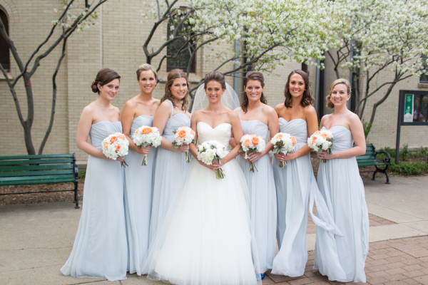 Strapless Ice Blue Bridesmaids Dresses