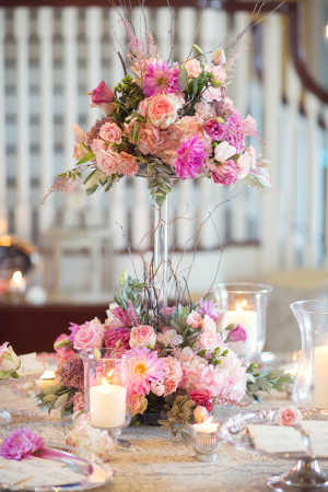 Two Tiered Floral and Curly Twig Arrangement