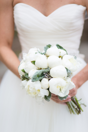 White Peony and Succulent Bouquet