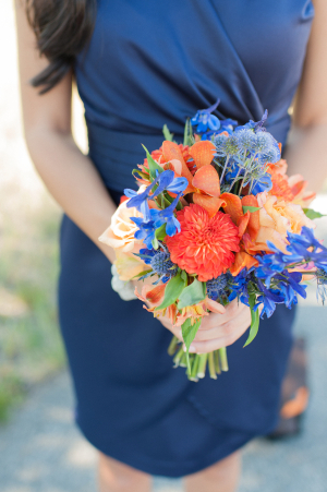 Blue and Orange Bridesmaid Bouquet