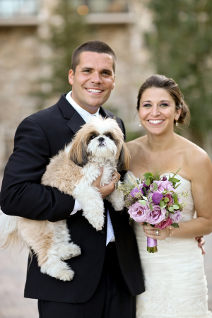 Bride and Groom With Dog in Wedding