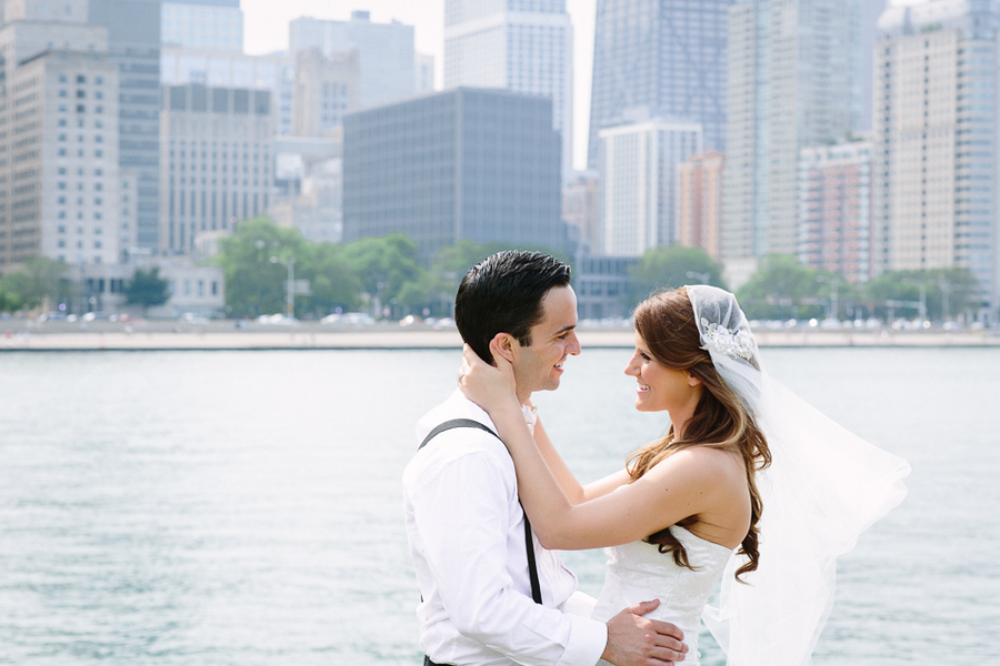 Bride and Groom on Chicago River