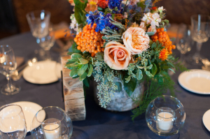 Centerpiece with Birch Bark Wrapped Vase