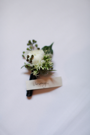 Cream and Green Boutonniere
