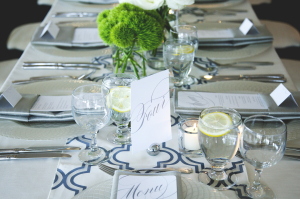 Gray and Navy Reception Decor Details