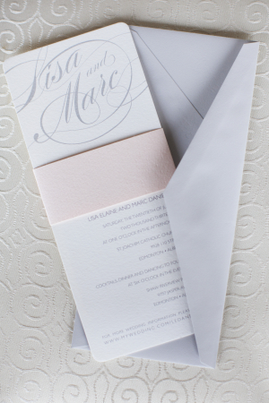 Gray and Pale Pink Wedding Invitation
