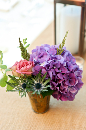Hydrangea Cacti and Pink Rose Floral Arrangement