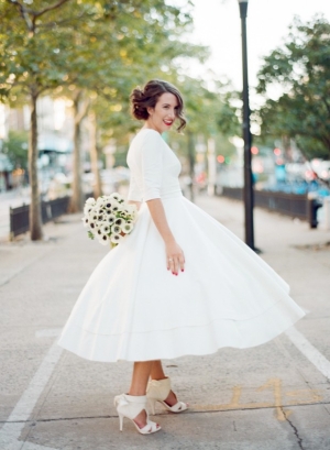 Modern White Short Wedding Dress