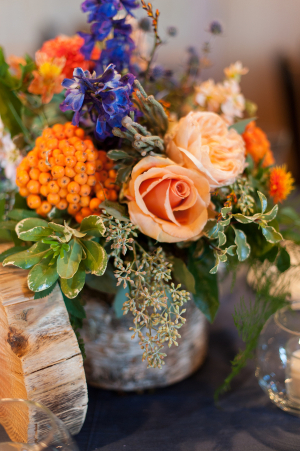 Orange and Green Floral Decor at Reception