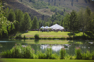 Outdoor Tent Reception on Mountain Lawn