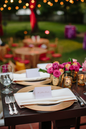 Outdoor Wedding Table with Gold Charger