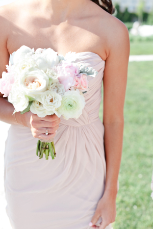 Pink Bridesmaids Dress White Bouquet