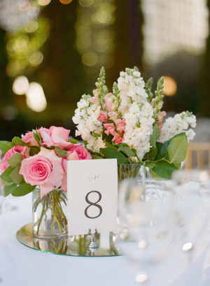 Pink Cream and Green Reception Flowers