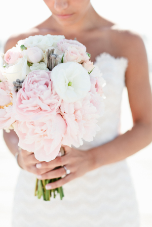 Pink Peony and White Bridal Bouquet