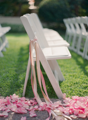 Pink Rose Petals and Streamers Ceremony Decor