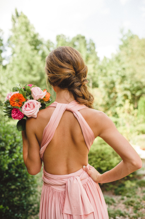 Pink Wrap Bridesmaids Dress