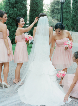 Pink and White Bridesmaids Bouquets