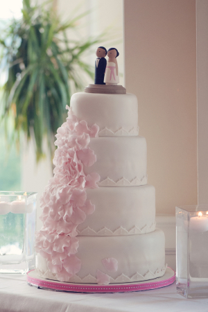 Pink and White Fondant Wedding Cake