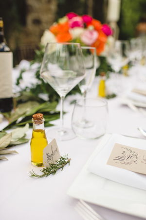 Place Setting with Olive Oil Favor