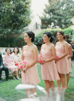 Strapless Pink Bridesmaids Dresses