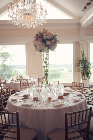 Tall Pink White and Green Reception Centerpiece