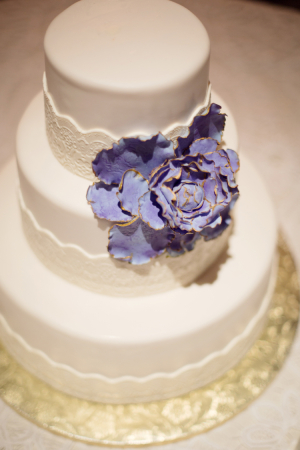 Wedding Cake with Purple Fondant Flower