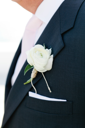 White Rose Boutonniere Wrapped in Twine