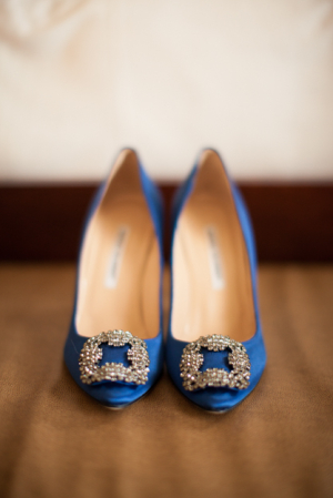 Blue Rhinestone Bridal Shoes