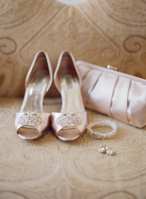 Blush Rhinestone Peep Toe Bridal Shoes