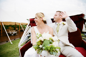 Bride and Groom Horse Drawn Carriage