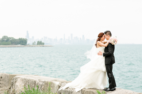 Bride and Groom on Waterfront