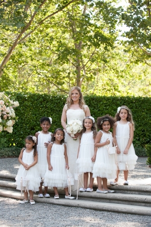 Bride with Six Flower Girls