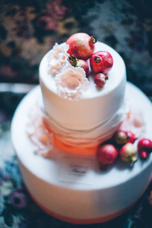Classic Wedding Cake With Pomegranate Garnish