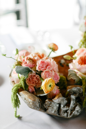 Coral and Yellow Centerpiece