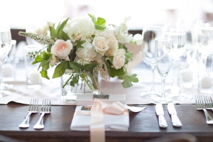 Cream, Blush, and Green Floral Centerpiece