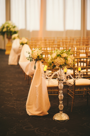 Crystal and Pearl Candleabra Aisle Decor