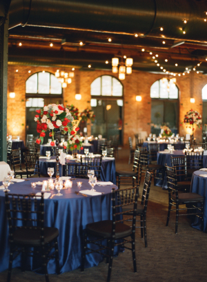 Deep Blue and Red Reception Decor