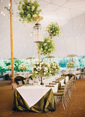 Elegant Tent Reception Floral Chandeliers