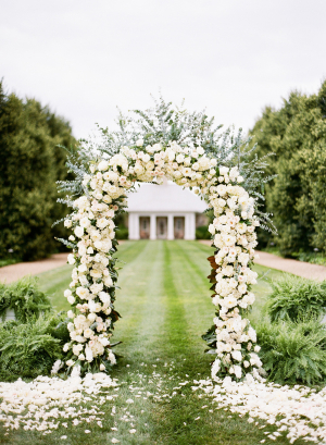 Elegant White Rose Ceremony Arch
