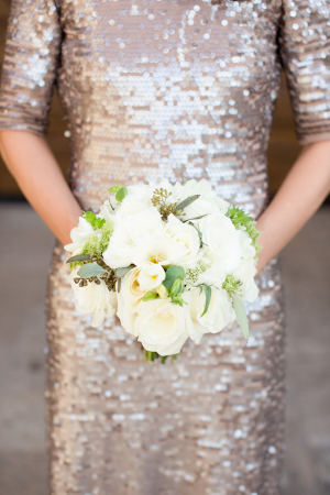 Gold Sequin Bridesmaids Dress with Sleeves