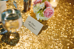 Gold Sequin Table Linens