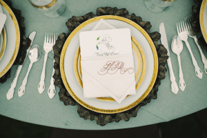 Gold and Teal Place Setting