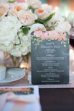 Gray and Pink Flower Reception Menu