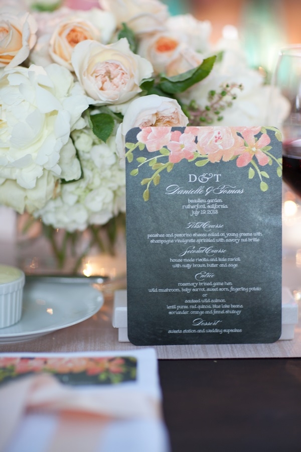 Gray and Pink Flower Reception Menu