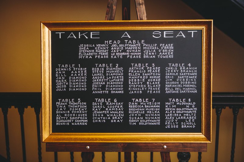 Hand Printed Seating Chart
