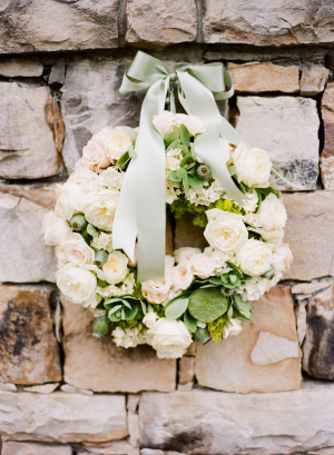 Ivory and Green Floral Wreath