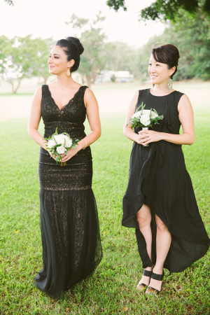 Mismatched Black Bridesmaids Dresses