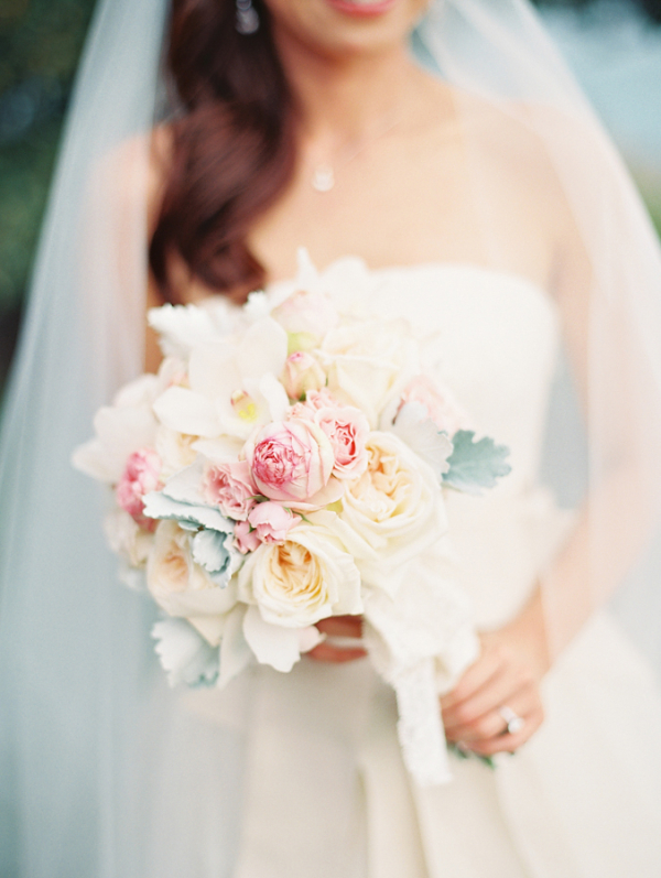 Pastel Floral and Dusty Miller Bridal Bouquet
