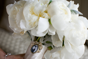 Pearl Locket on Bridal Bouquet